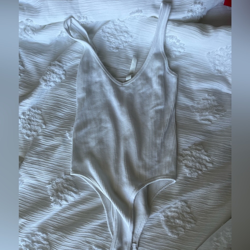 Aura White Ribbed Bodysuit